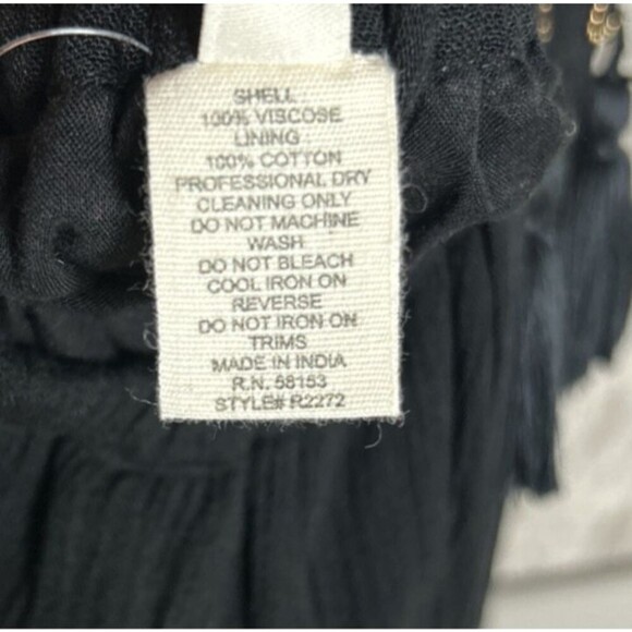 Rada Maxi Dress Tassels Beaded Open Back Bohemian Black Color Size XS NWT - Picture 5 of 10